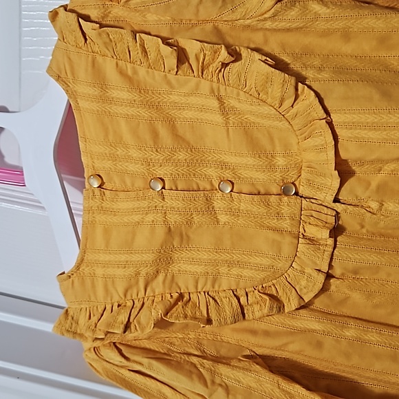 NWT: Girls M 7/8 long-sleeve marigold top and elastic wide leg jean pants outfit - Picture 8 of 9